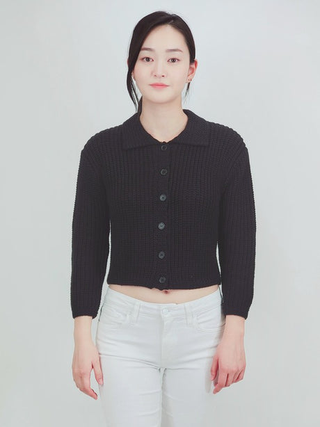 Button Down Vintage Crop Sweater Cardigan w/Collar king-general-store-5710.myshopify.com