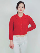 Button Down Vintage Crop Sweater Cardigan w/Collar king-general-store-5710.myshopify.com
