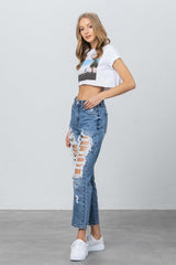 High Rise Mom Medium Wash Denim Jeans