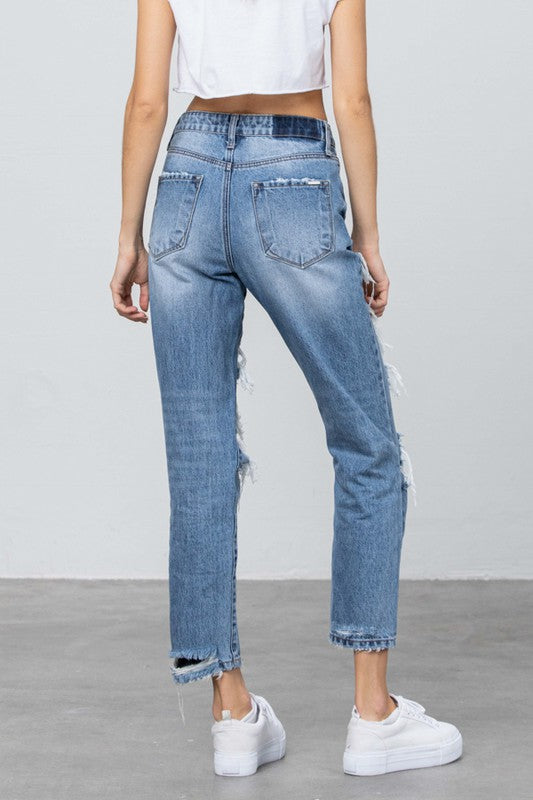 High Rise Mom Medium Wash Denim Jeans