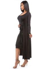 Black Tie Waist Dress with Longline Cover Up king-general-store-5710.myshopify.com