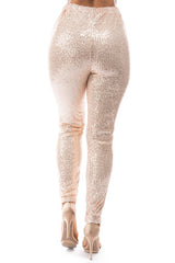 CREAM SEXY SEQUIN CASUAL PANTS