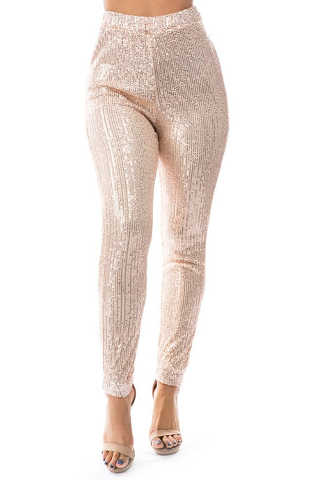 CREAM SEXY SEQUIN CASUAL PANTS