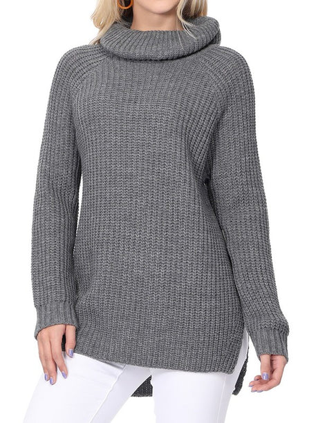 Turtleneck Oversized Waffle Knit Tunic Sweater king-general-store-5710.myshopify.com