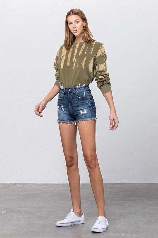 Mid-Rise Premium Dark Wash Denim Shorts