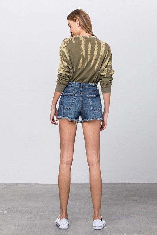 Mid-Rise Premium Dark Wash Denim Shorts