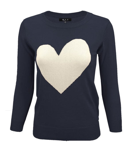 S/S Love Heart Crew-neck 12GG Pullover Sweater king-general-store-5710.myshopify.com