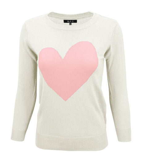 S/S Love Heart Crew-neck 12GG Pullover Sweater king-general-store-5710.myshopify.com