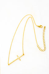 Hammered Sideway Cross Necklace king-general-store-5710.myshopify.com