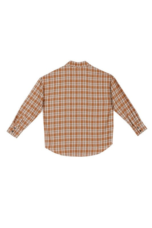 Autumn Beige Long Sleeve Plaid Shirt