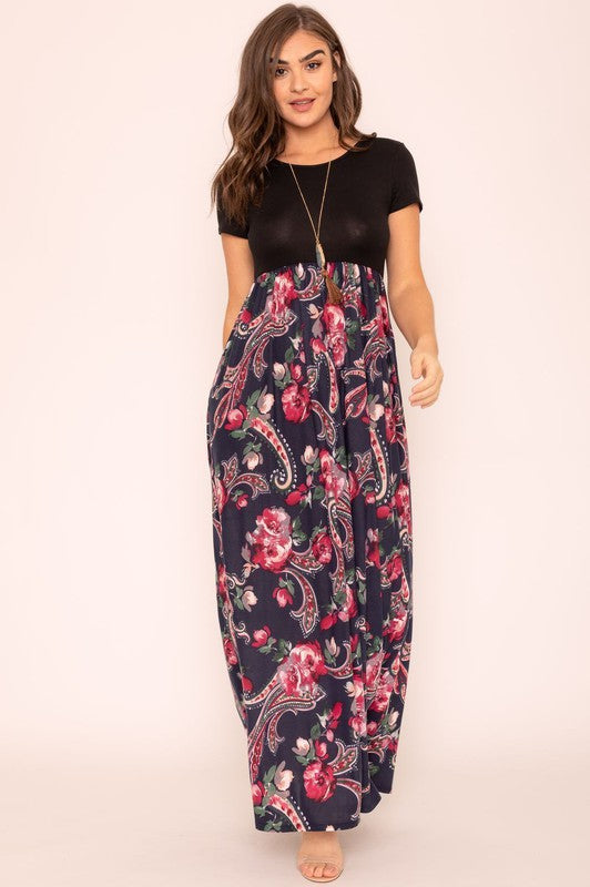 Plus Short Sleeve Floral Maxi Dress king-general-store-5710.myshopify.com