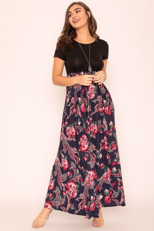 Plus Short Sleeve Floral Maxi Dress king-general-store-5710.myshopify.com