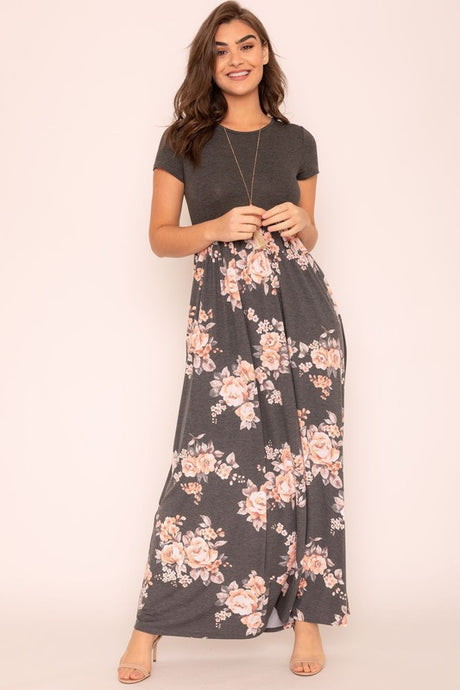 Plus Short Sleeve Floral Maxi Dress king-general-store-5710.myshopify.com