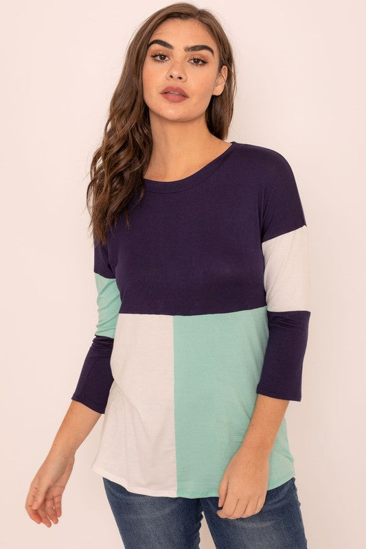 Plus Color Block Tunic Top