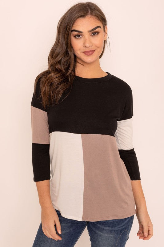 Plus Color Block Tunic Top