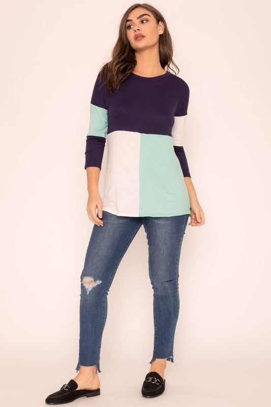 Plus Color Block Tunic Top