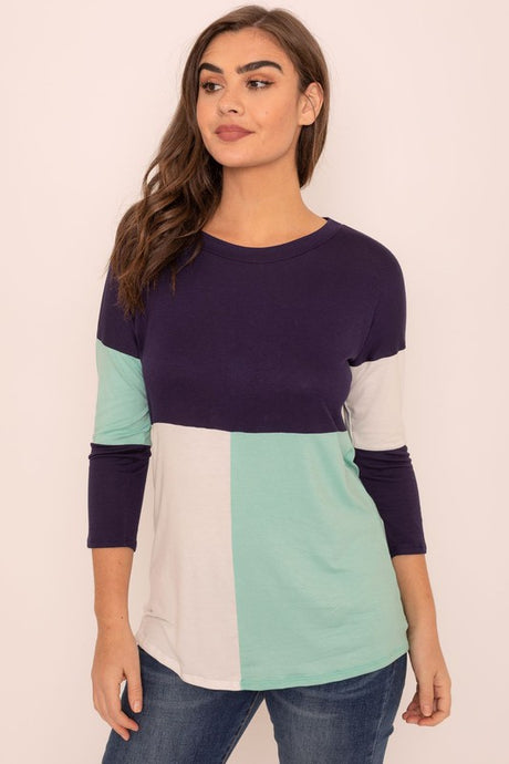 Plus Color Block Tunic Top