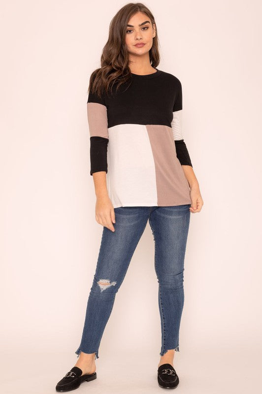 Plus Color Block Tunic Top