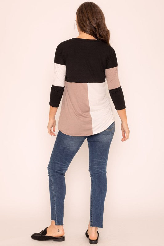 Plus Color Block Tunic Top