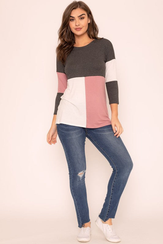 Plus Color Block Tunic Top