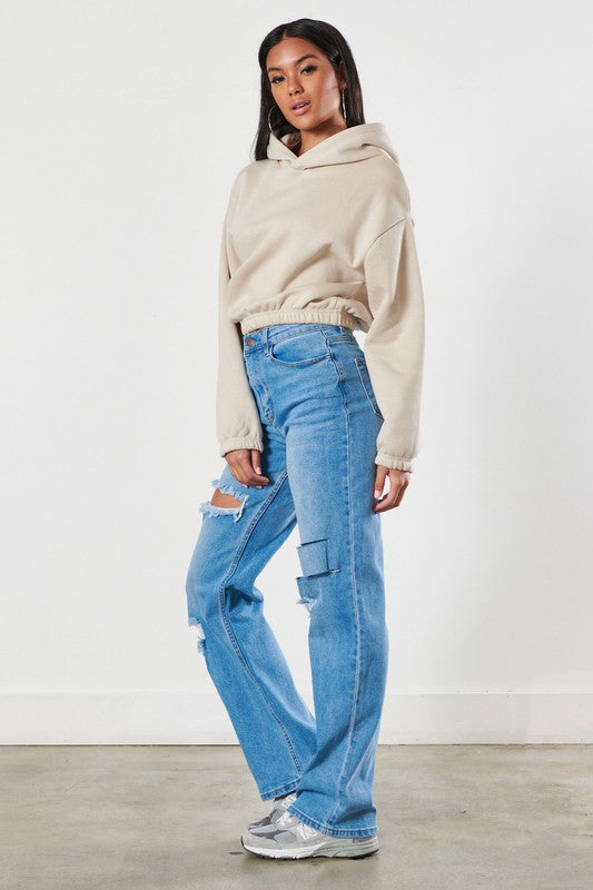 Medium Stone Distressed Wide Leg Jeans king-general-store-5710.myshopify.com