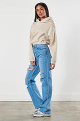 Medium Stone Distressed Wide Leg Jeans king-general-store-5710.myshopify.com