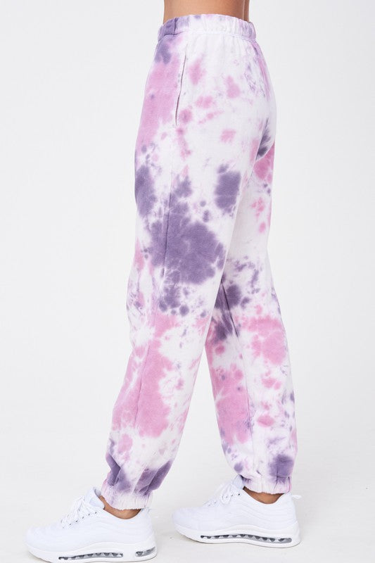 Elastic Waist Purple Tie Dye Joggers king-general-store-5710.myshopify.com