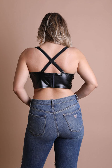 Faux Leather Longline Bralette Plus Size king-general-store-5710.myshopify.com