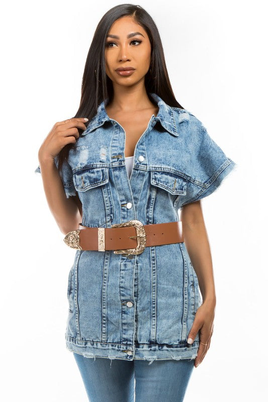 Blue Denim Vest Jacket king-general-store-5710.myshopify.com