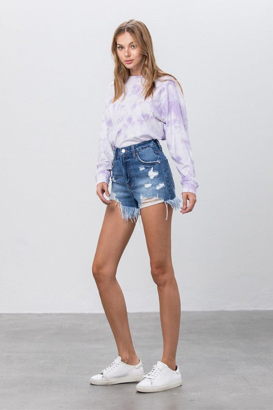 Medium Wash High Rise Premium Denim Shorts