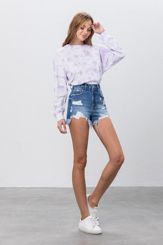 Medium Wash High Rise Premium Denim Shorts