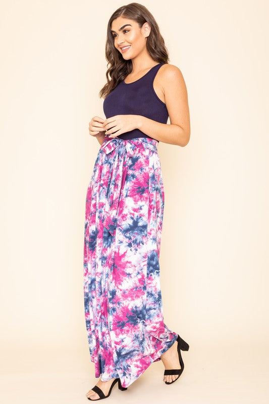 Sleeveless Tie Dye Sash Dress