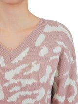 Leopard Pattern Jacquard Sweater Pull Over Top king-general-store-5710.myshopify.com