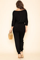 Plus Quarter Sleeve Boat Neck Blouson Jumpsuit king-general-store-5710.myshopify.com