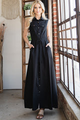 Black Button Down Maxi Dress king-general-store-5710.myshopify.com