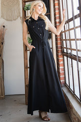 Black Button Down Maxi Dress king-general-store-5710.myshopify.com
