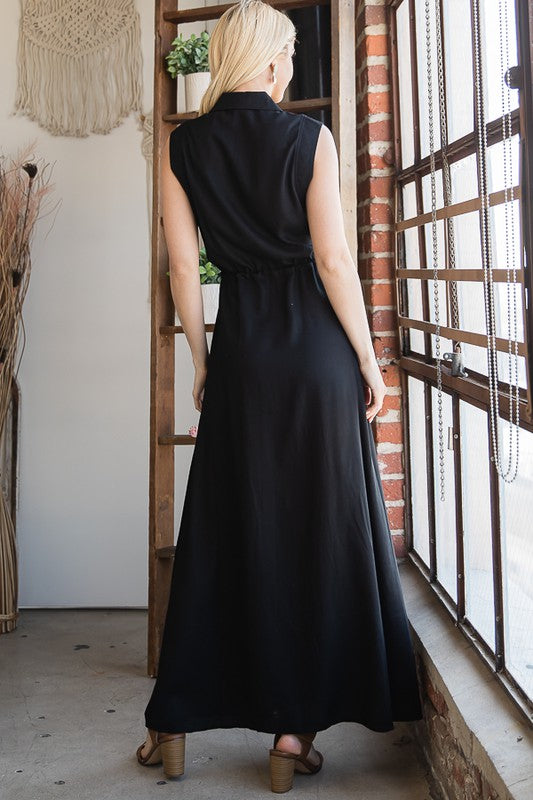 Black Button Down Maxi Dress king-general-store-5710.myshopify.com