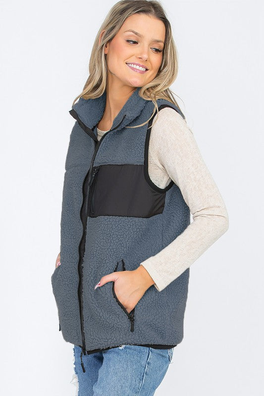 Sherpa Fleece Jacket Vest king-general-store-5710.myshopify.com