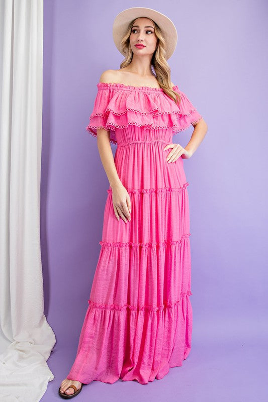 Off the Shoulder Ruffle Maxi Dress king-general-store-5710.myshopify.com