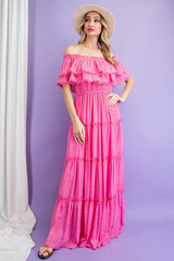 Off the Shoulder Ruffle Maxi Dress king-general-store-5710.myshopify.com