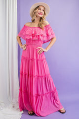 Off the Shoulder Ruffle Maxi Dress king-general-store-5710.myshopify.com