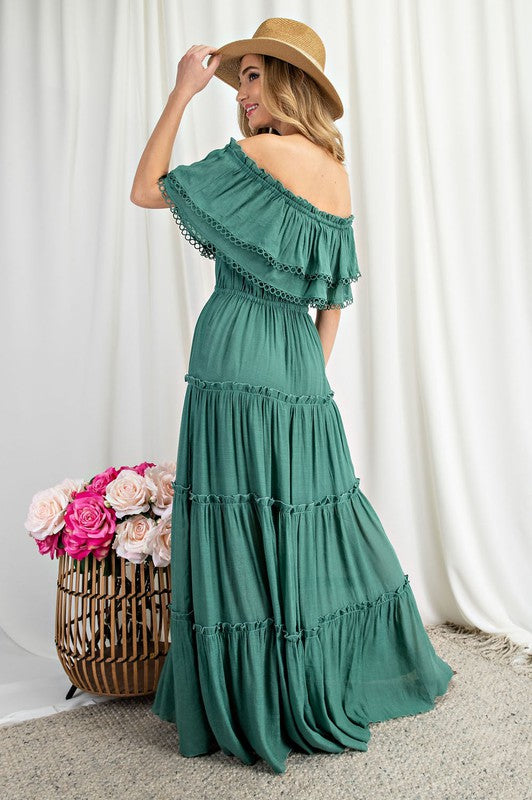 Off the Shoulder Ruffle Maxi Dress king-general-store-5710.myshopify.com