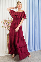 Off the Shoulder Ruffle Maxi Dress king-general-store-5710.myshopify.com