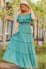 Off the Shoulder Ruffle Maxi Dress king-general-store-5710.myshopify.com