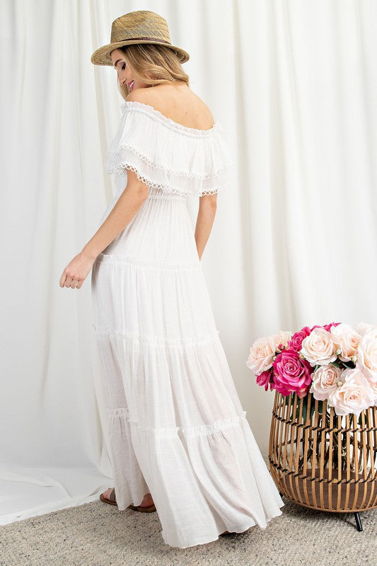 Off the Shoulder Ruffle Maxi Dress king-general-store-5710.myshopify.com