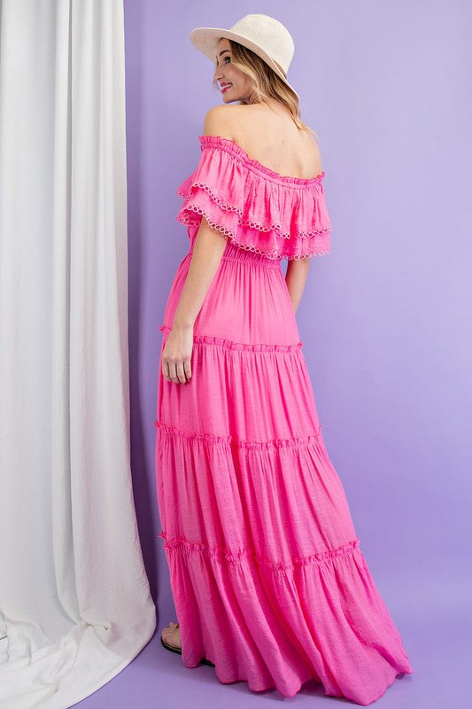 Off the Shoulder Ruffle Maxi Dress king-general-store-5710.myshopify.com