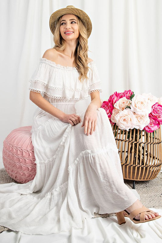 Off the Shoulder Ruffle Maxi Dress king-general-store-5710.myshopify.com