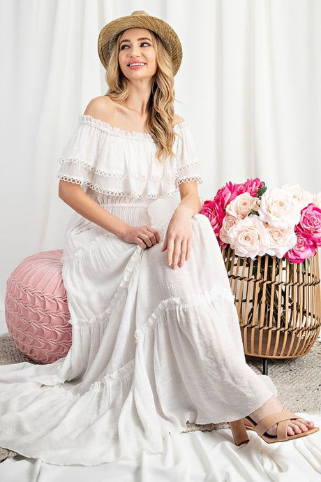 Off the Shoulder Ruffle Maxi Dress king-general-store-5710.myshopify.com