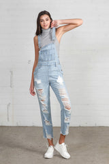 Heavy Distressed Straight Fit Overalls