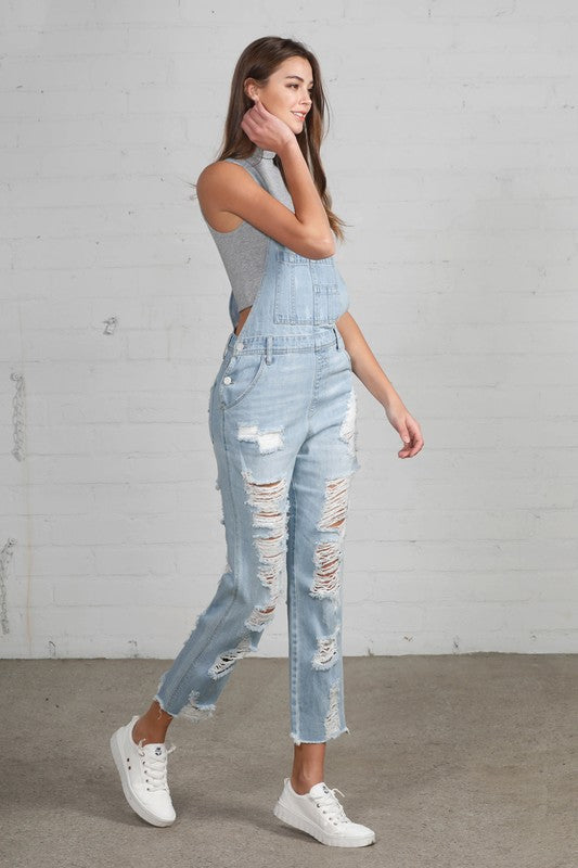 Heavy Distressed Straight Fit Overalls